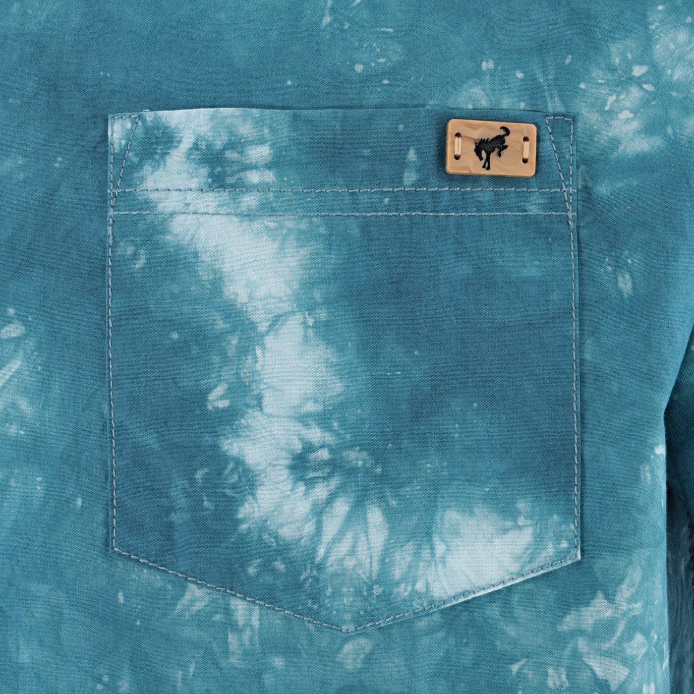 Ford Bronco Mens Teal Tie Dye Button Up Shirt - Image 4