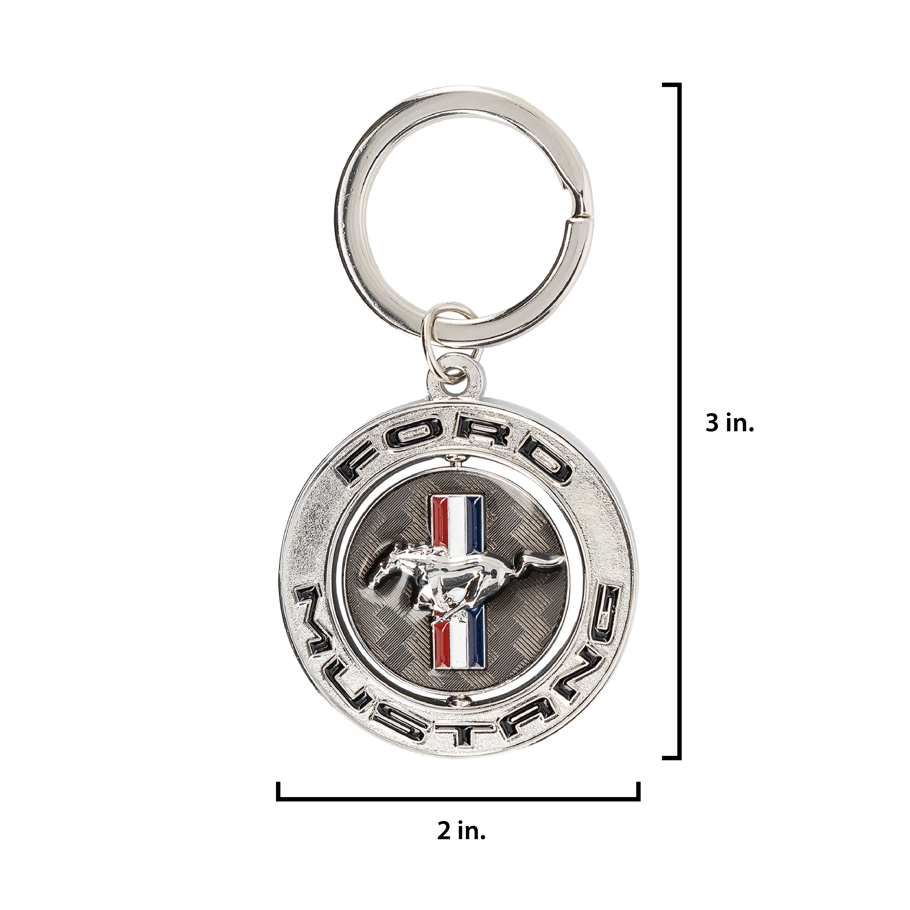 Ford Mustang Tribar Logo Spinner Keychain - Image 3