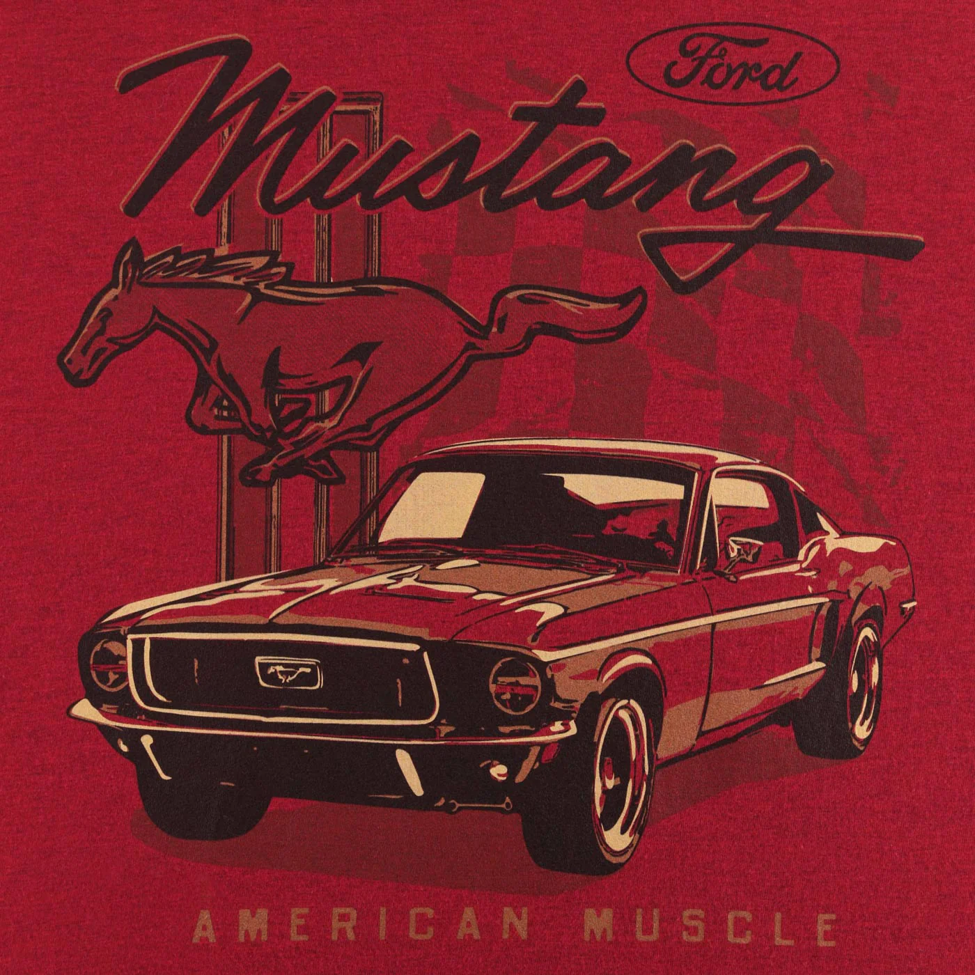 Ford Mustang Mens Red American Muscle Graphic T-Shirt - Image 5