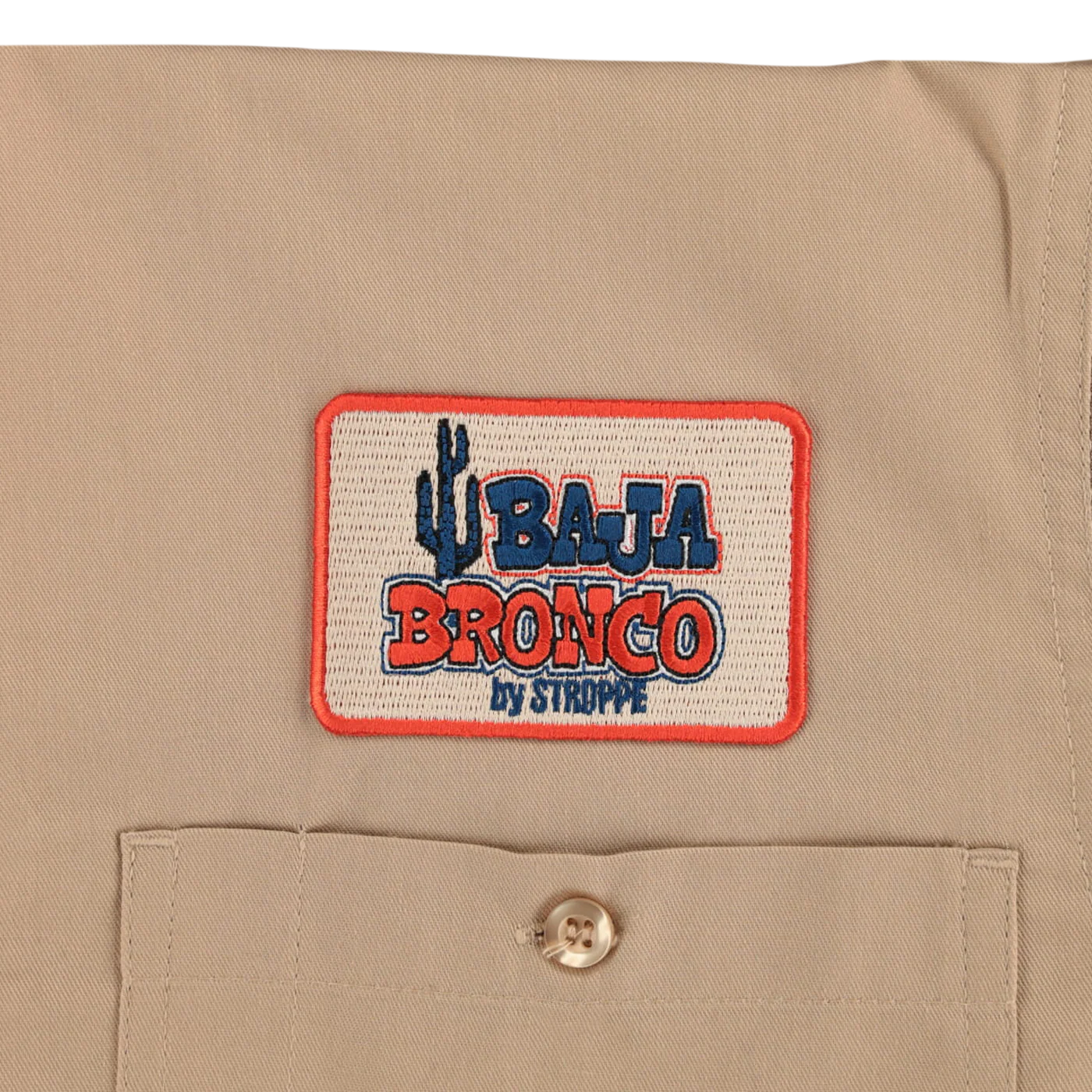 Ford Baja Bronco Stroppe Mens Button Pocket Khaki Mechanic Shirt - Image 5