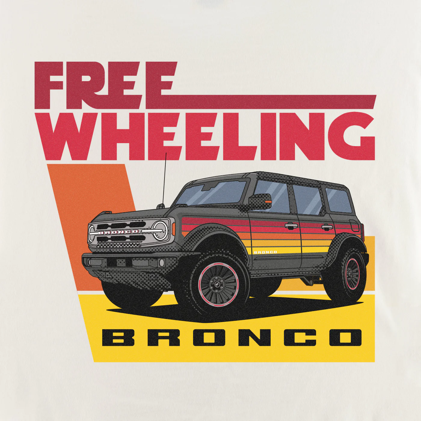 Ford Bronco Free Wheeling Retro White Mens T-Shirt - Image 4