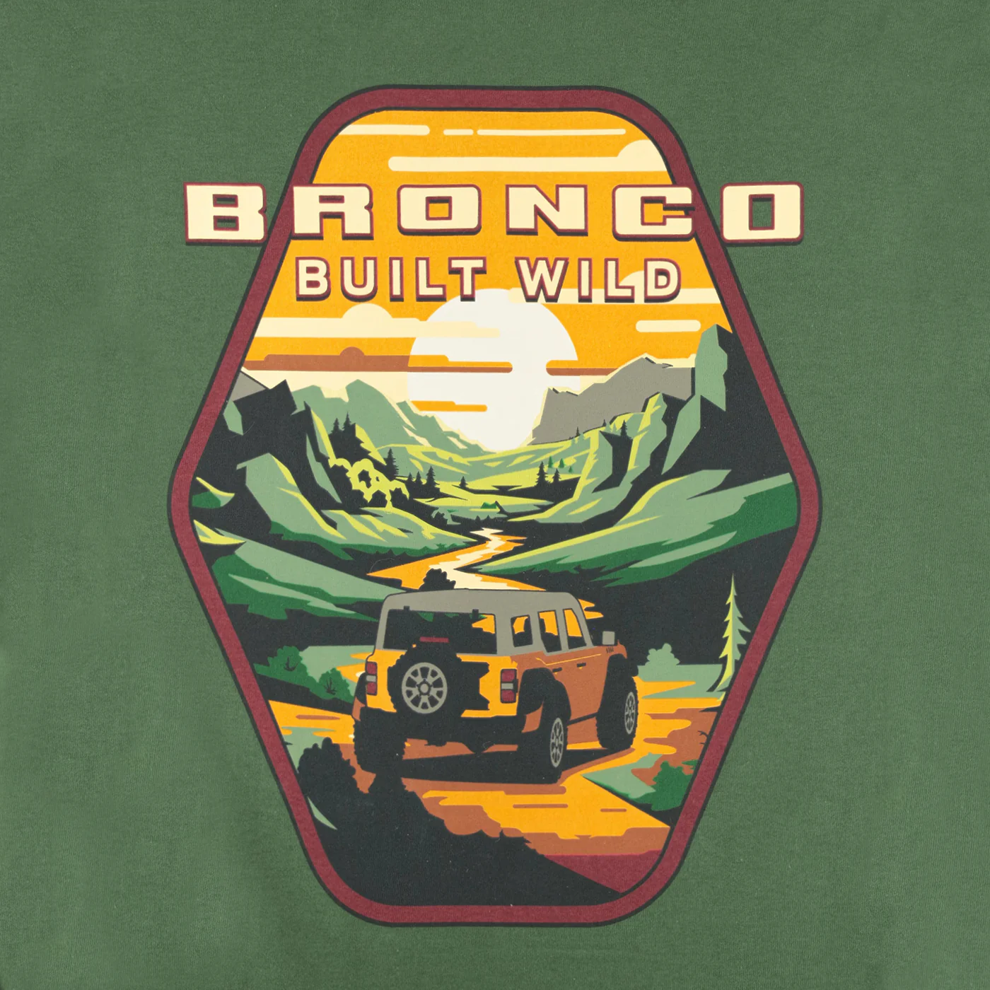 Ford Bronco Built Wild Badge Green Mens Short Sleeve T-Shirt - Image 5