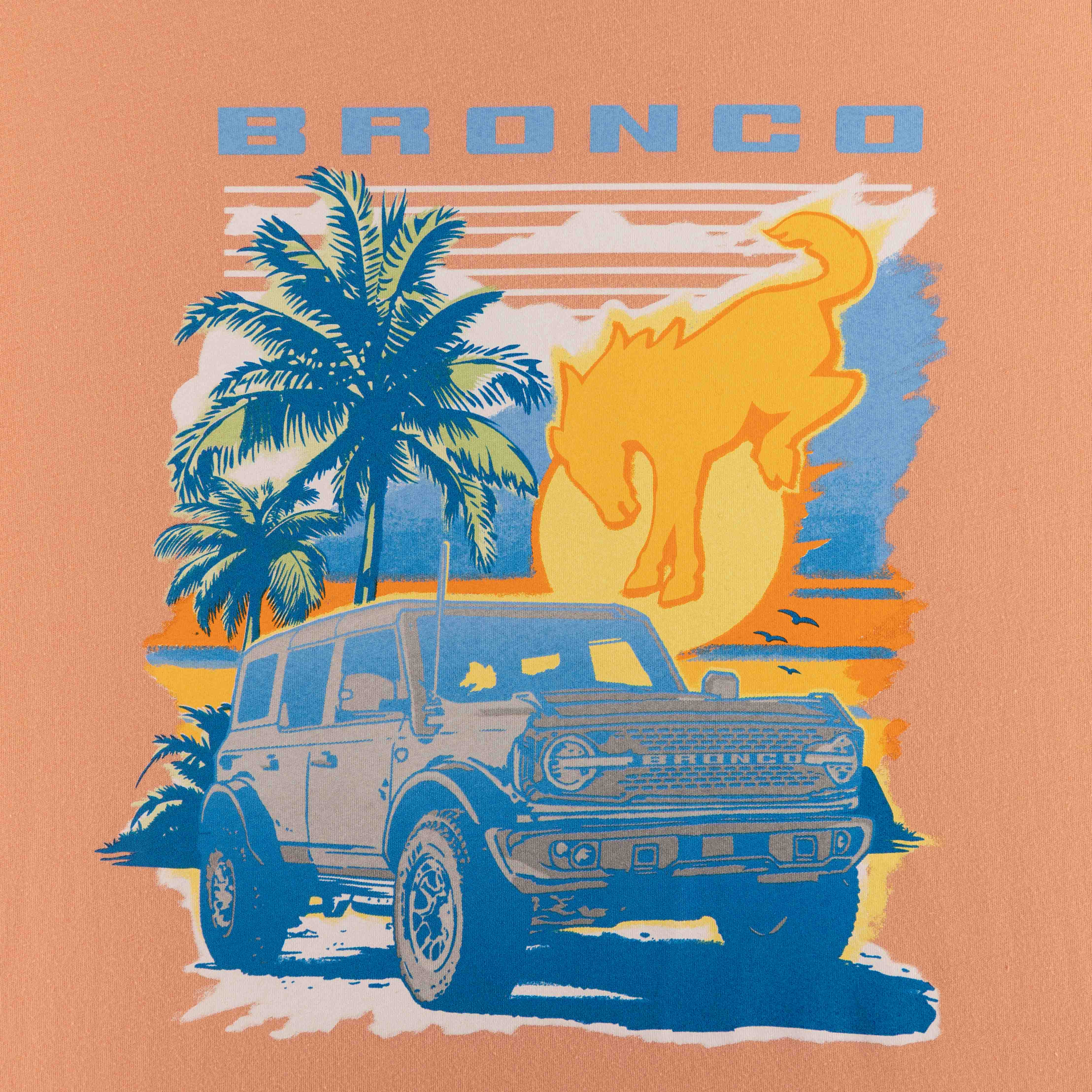 Ford Bronco Mens Cool Summer Orange Short Sleeve T-Shirt - Image 3