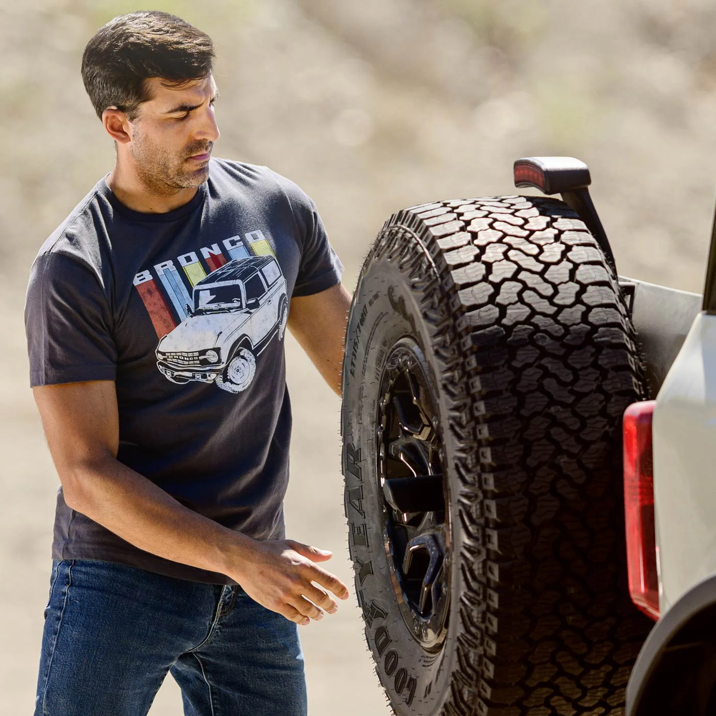 Ford Bronco Mens Retro Primary Color Graphic T-Shirt - Image 2