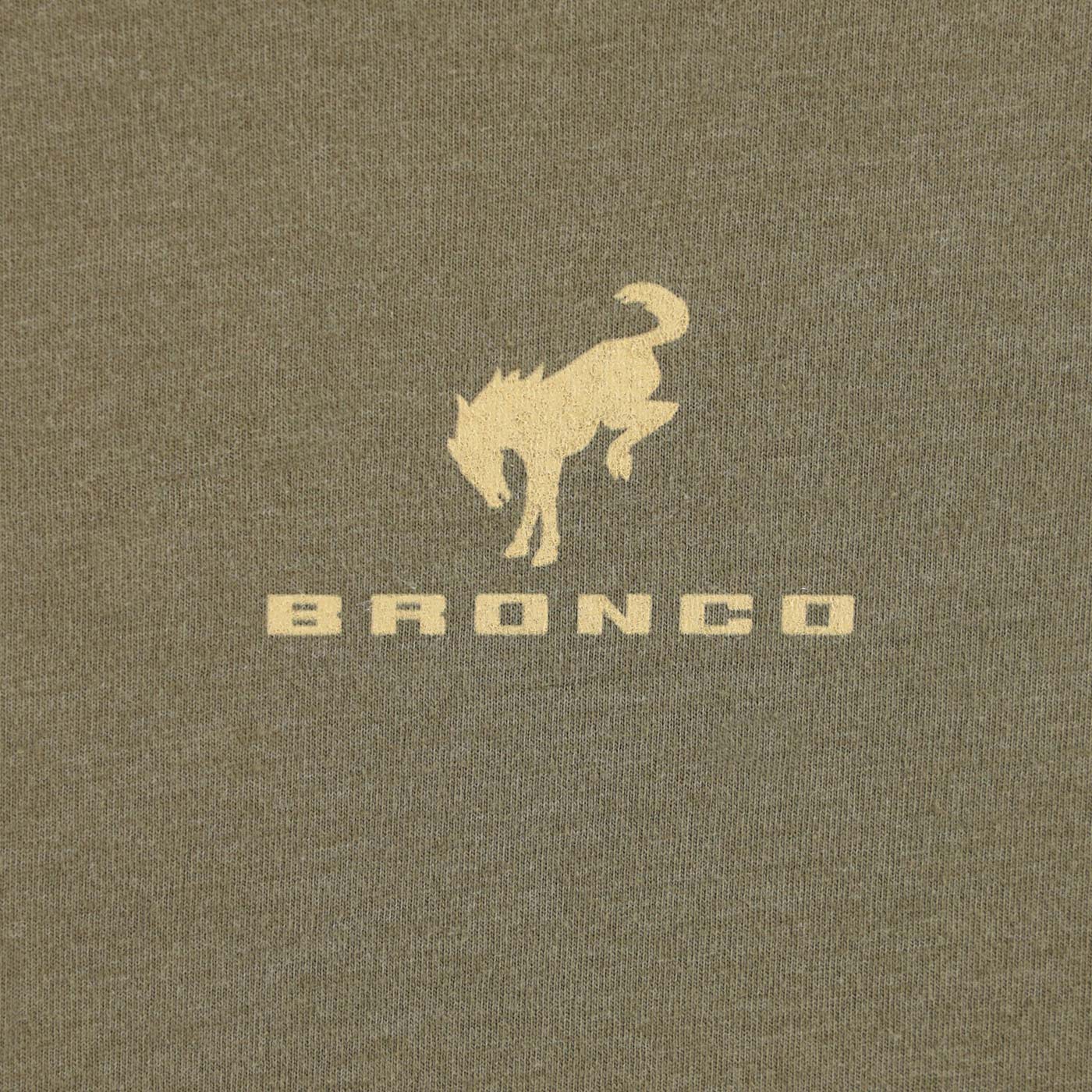 Ford Bronco Mens Stacked Logo Army Green Short Sleeve T-Shirt - Image 3