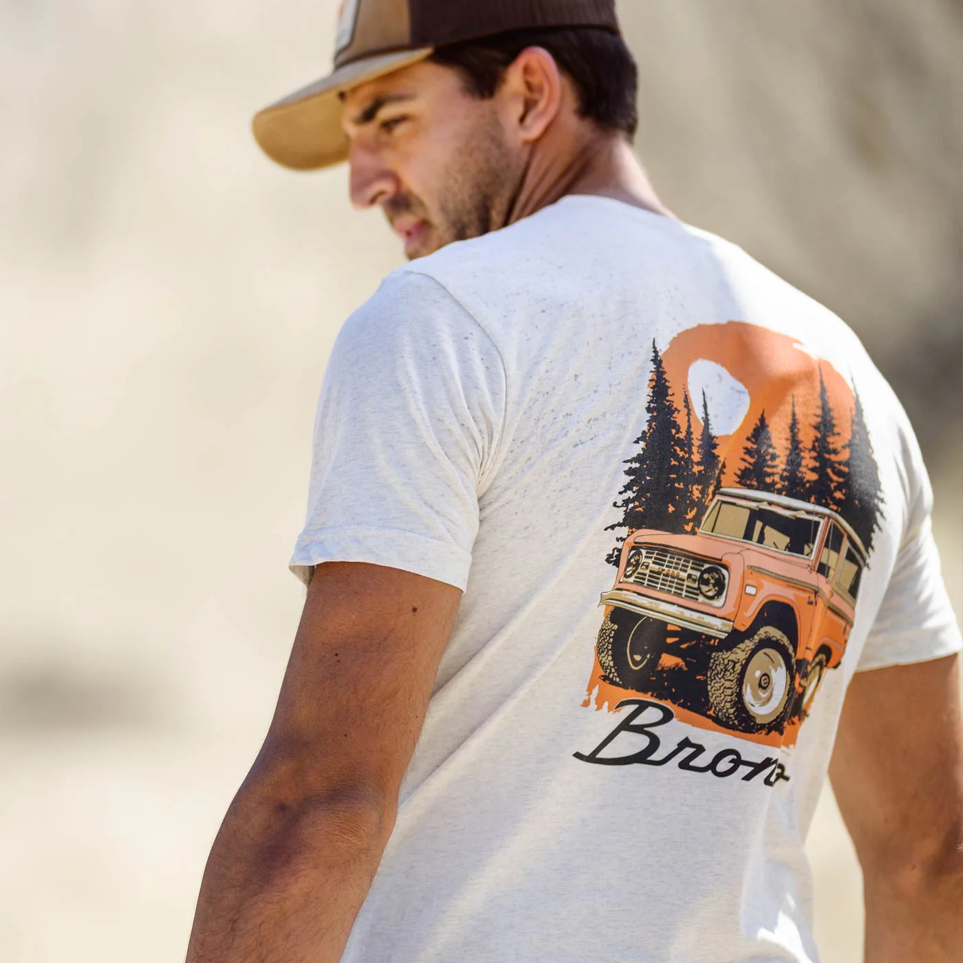 Ford Vintage Bronco Mens Northern Sunset Graphic T-Shirt - Image 3