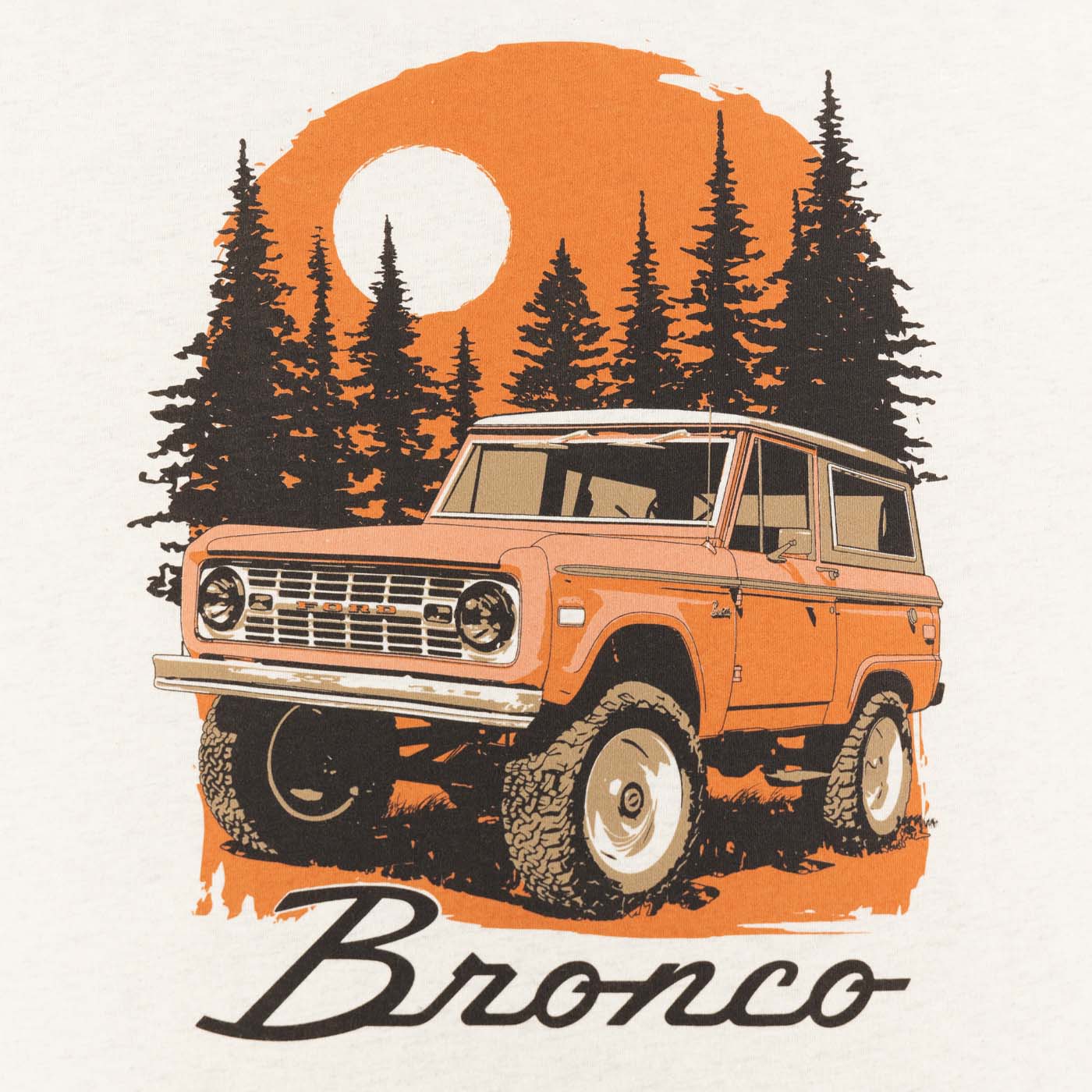 Ford Vintage Bronco Mens Northern Sunset Graphic T-Shirt - Image 6