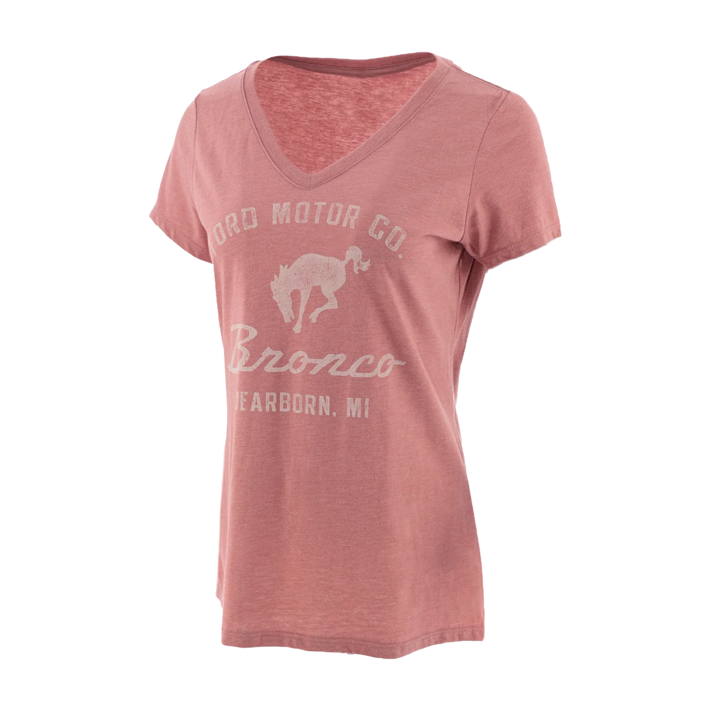 Ford Motor Co Bronco Womens Vintage V Neck T-Shirt - Image 4