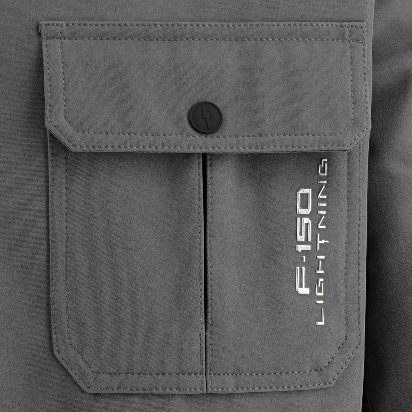 Ford F-150 Lightning Gray Mens Water Resistant Softshell Shirt Jacket - Image 3