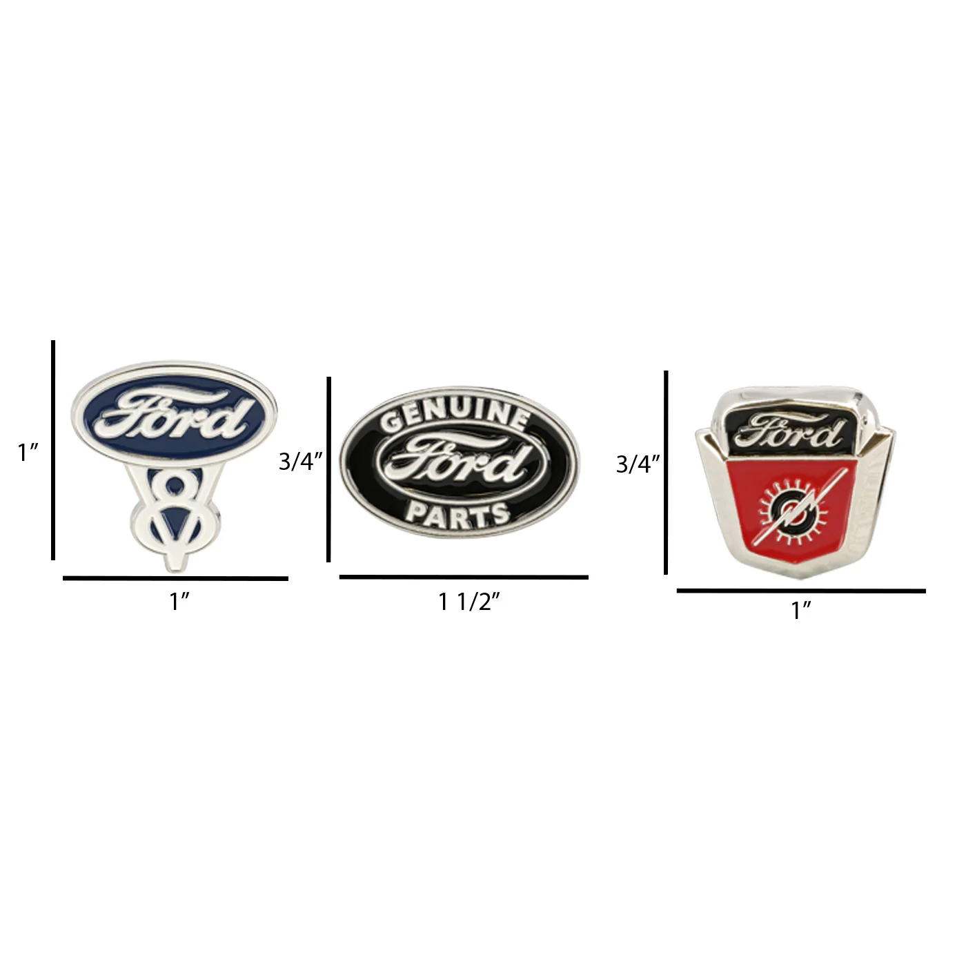 Ford Vintage Logo 3pc Enamel Pin Set - Image 3