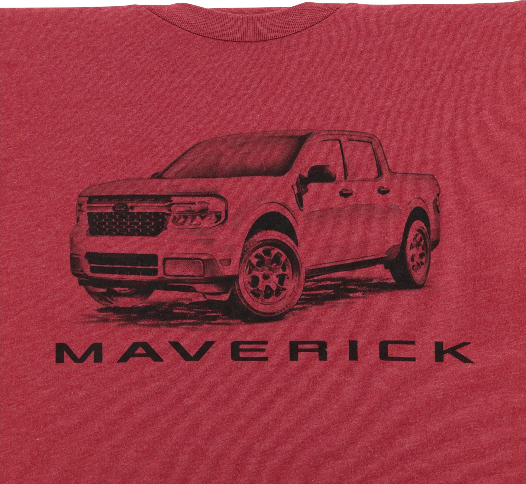 Ford Maverick Mens Graphite Drawing Red Short Sleeve T-Shirt - Image 5
