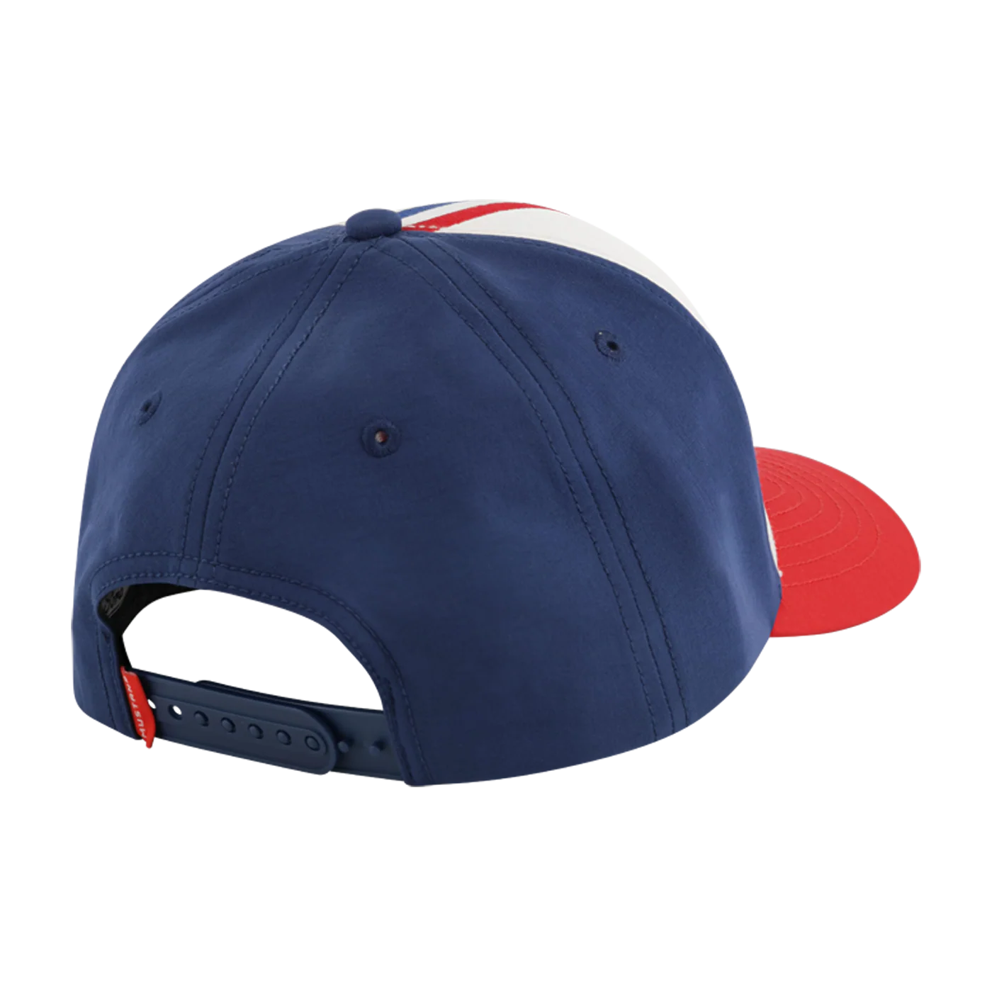 Ford Mustang Red & Blue Racing Stripe Snapback Hat - Image 3