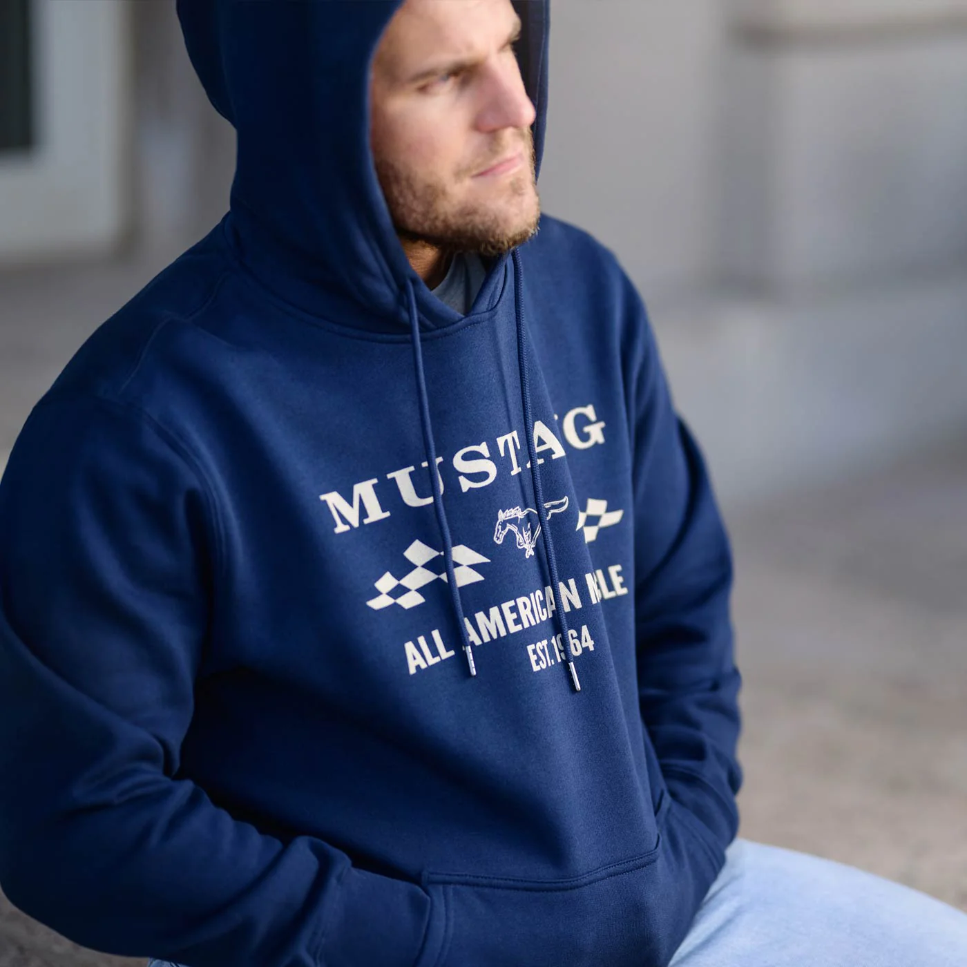 Ford Vintage Mustang 1964 All American Muscle Mens Hoodie - Image 5