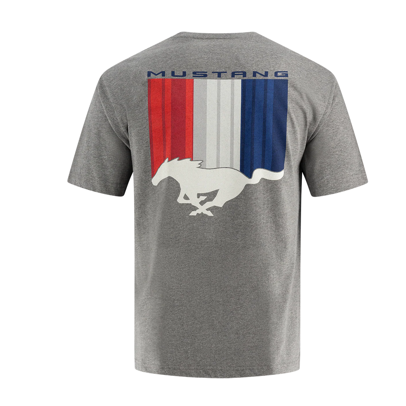 Ford Mustang Mens Tribar Logo Gray Pocket T-Shirt - Image 4