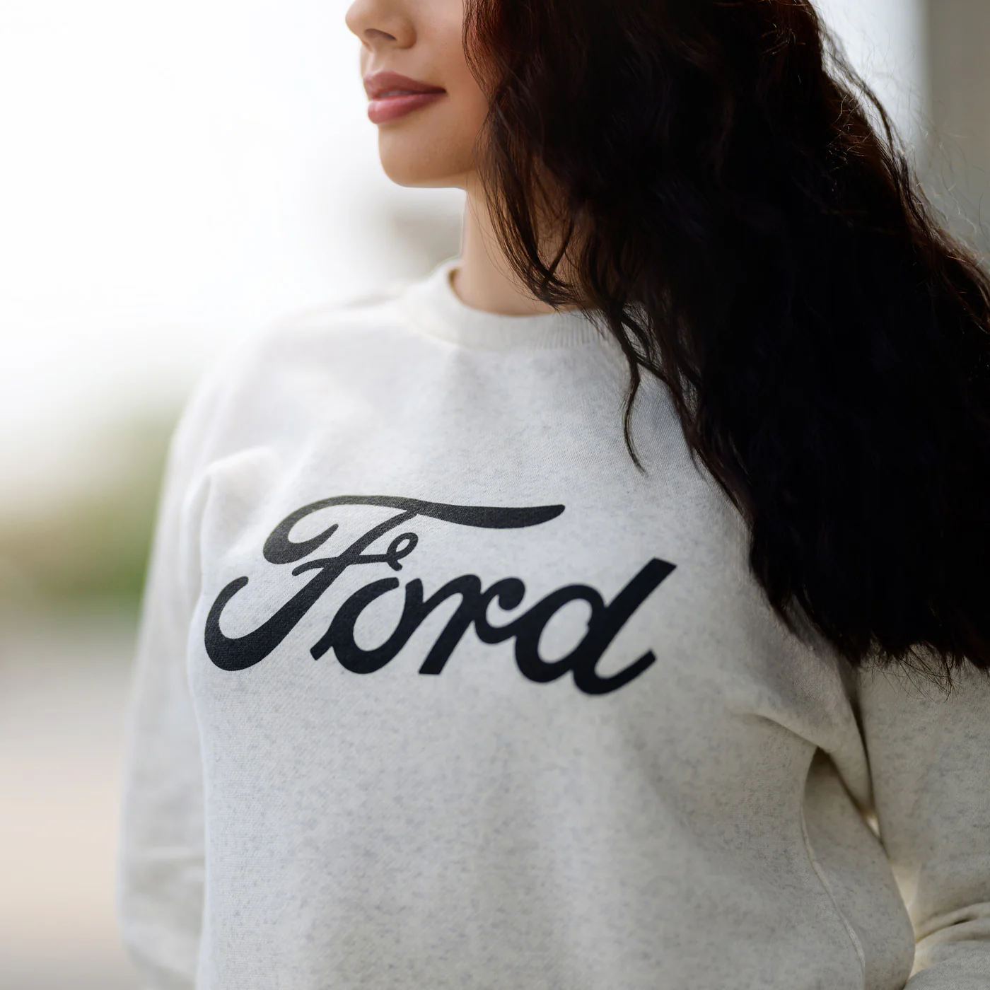 Ford Script Cream Womens Pullover Sweatshirt - Image 3