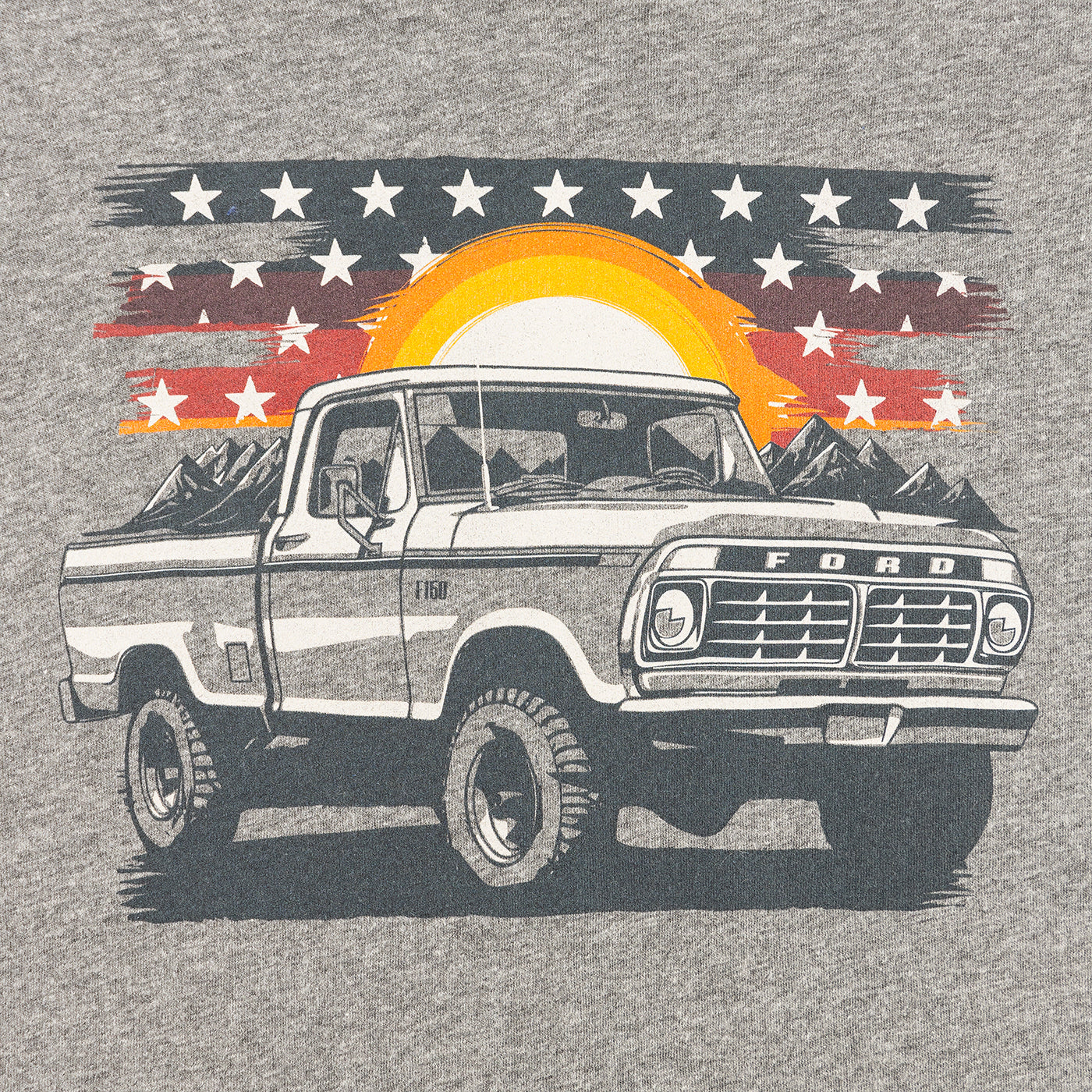 Ford F-150 Graphic Truck Sunset Patriotic Flag Womens T-Shirt - Image 3