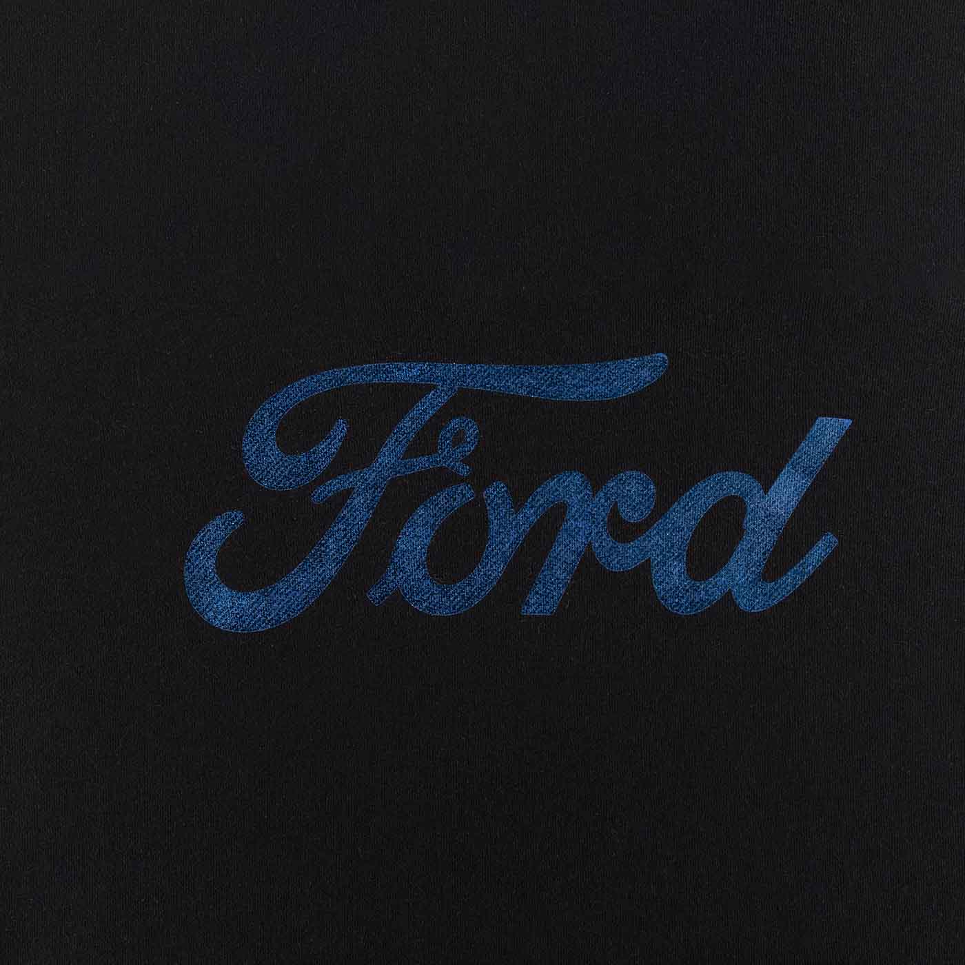 Ford Script Womens Blue Foil Graphic Oversized Hoodie - Image 4