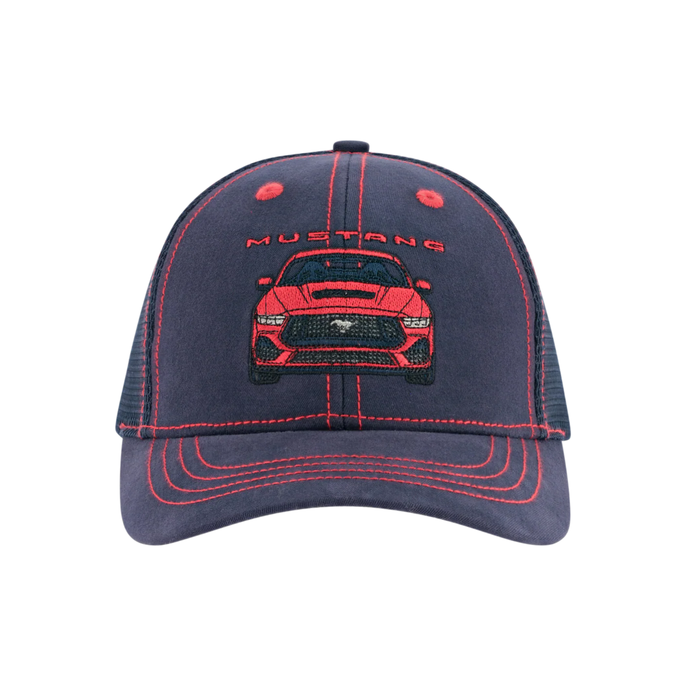Ford Mustang Navy Blue Graphic Youth Snapback Hat - Image 3