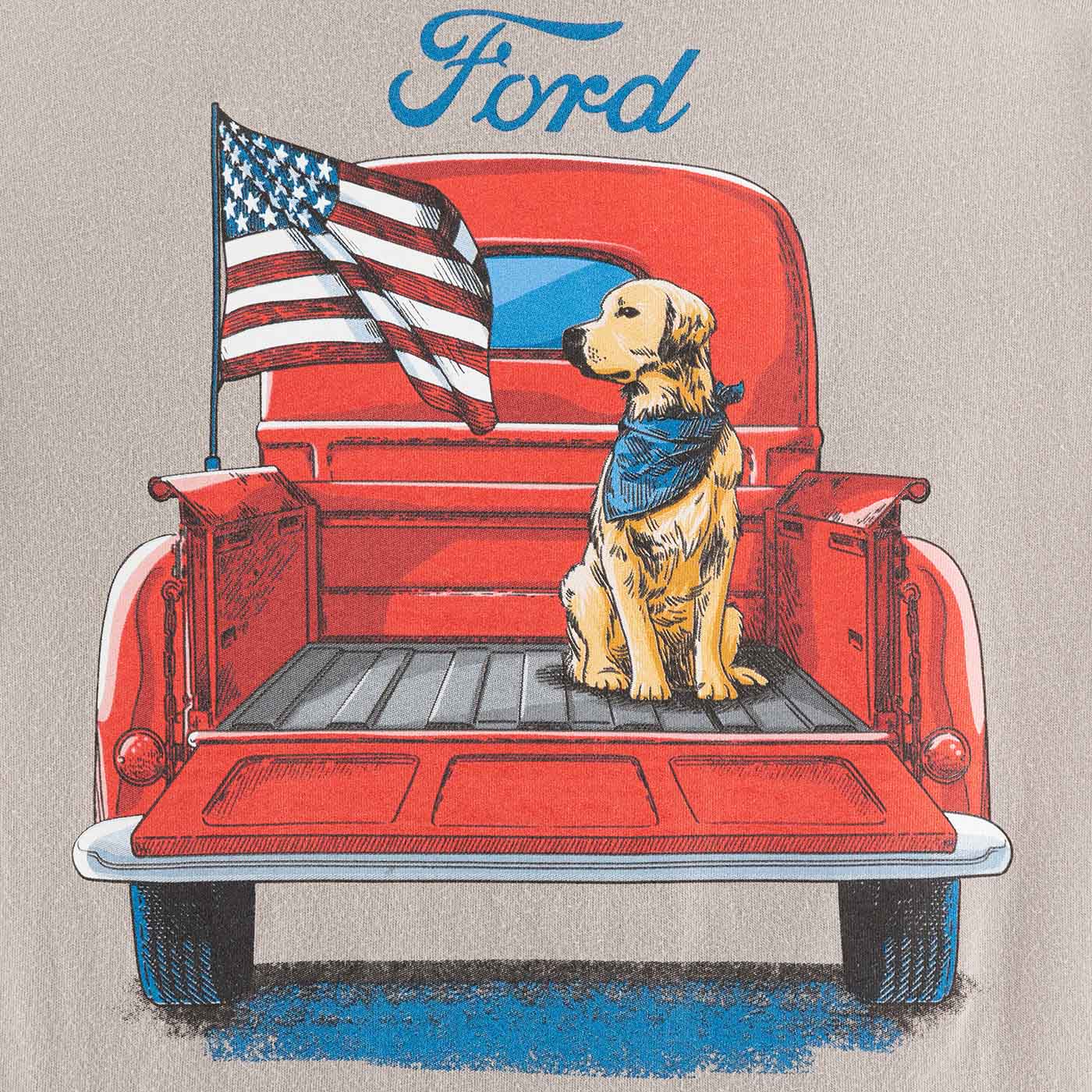 Ford Vintage Pickup Truck with Dog Youth T-Shirt - Image 3